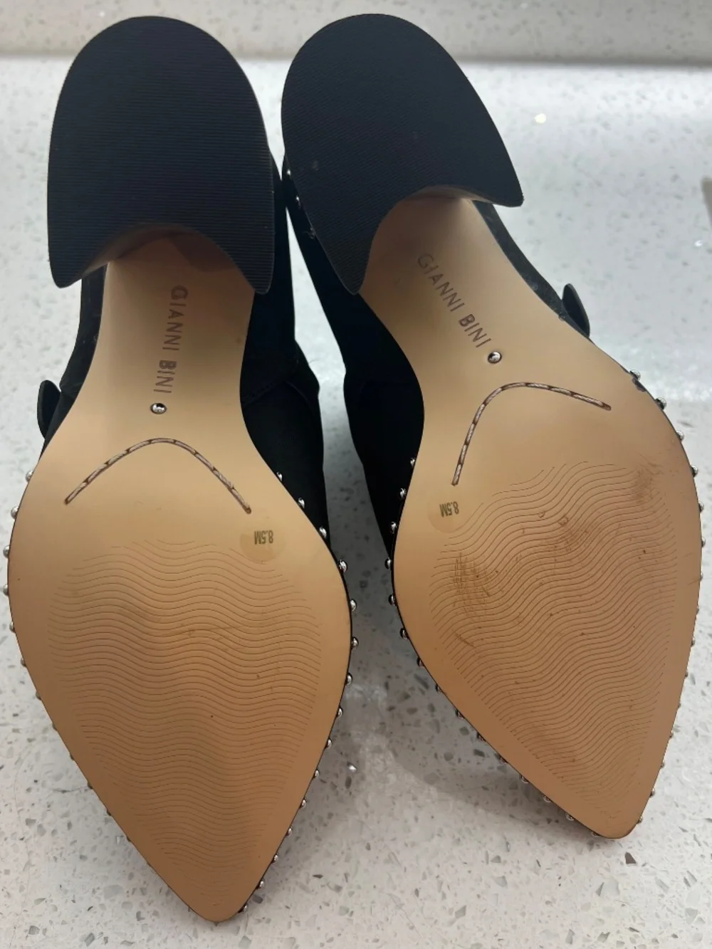 Gianni Bini Black Studded Buckle Pointed Toe Ankle Booties Size 8.5 NWT